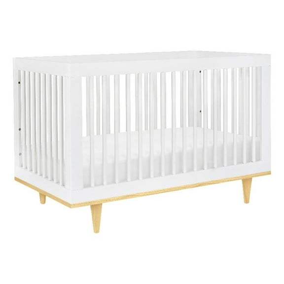 Davinci Marley Modern Pine Wood 3-In-1 Convertible Crib in White/Natural