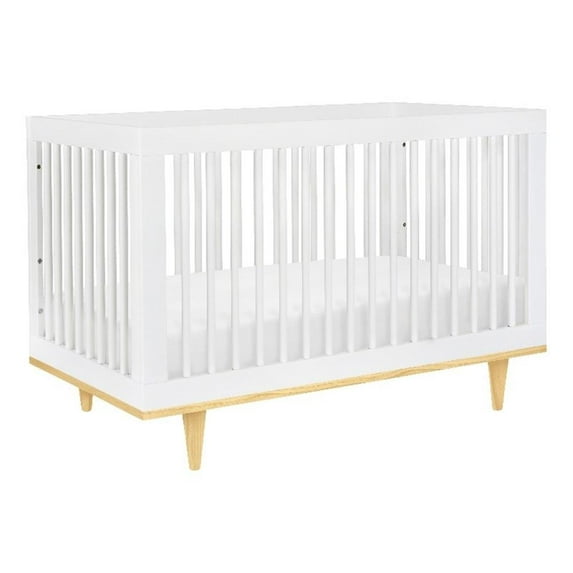 Davinci Marley Modern Pine Wood 3-In-1 Convertible Crib in White/Natural