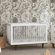 Davinci Marley Modern Pine Wood 3-In-1 Convertible Crib in White/Walnut