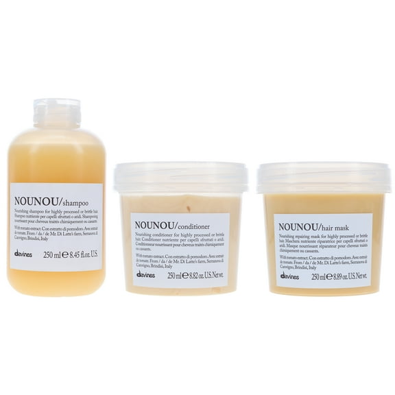 Davines NOUNOU Nourishing Shampoo 8.45 oz, Conditioner 8.82 oz & Hair Mask 8.89 oz Combo Pack