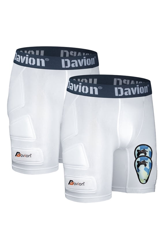 2 Packs Boys Baseball Sliding Padded Compression Shorts with 2 Athletic Cups Youth Underwear for Football, Lacrosse(White-XL)