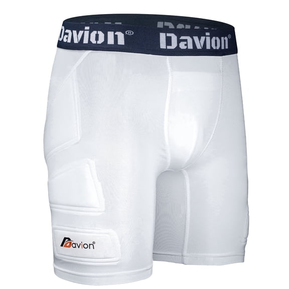 Davion Youth Padded Sliding Shorts with Cup Pocket for Baseball & Softball (White S)