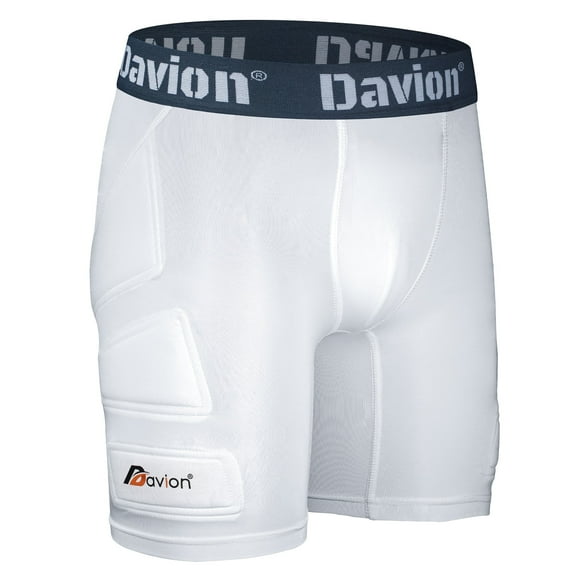 Davion Boys Youth Sliding Shorts with Cup Padded Compression Baseball Softball Athletic Cup Shorts with Cup Pocket White XL