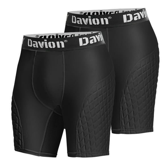 Davion Compression Shorts Men with Cup Pocket,Baseball Sliding Shorts for Men Football Biking Running（Black-2XL）