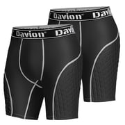 Davion Compression Shorts Men with Cup Pocket,Baseball Sliding Shorts for Men Football Biking Running BlackWhte-M