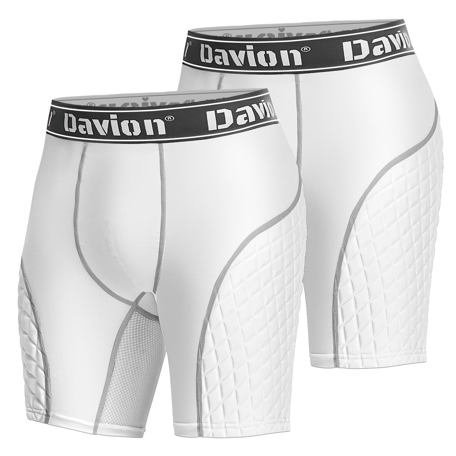 Short De Compression Rembourré Davion Baseball – Blanc, Médium, Garçons