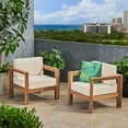 thumbnail image 1 of Noble House Genser Outdoor Wood Club Chair with Cushion (Set of 2), 1 of 8