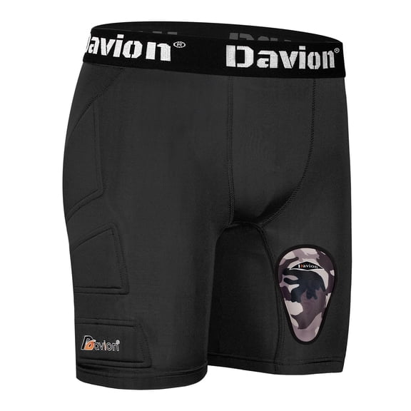 Davion Youth Compression Sliding Shorts with Protective Cup | Baseball & Softball （Black M)