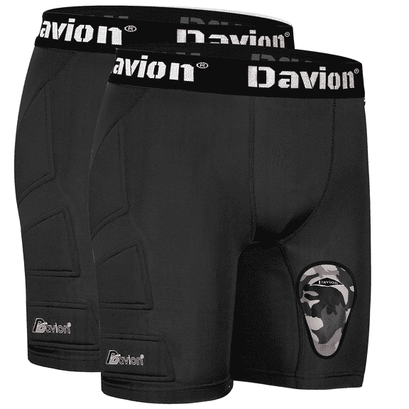 Davion Youth Sliding Padding Shorts with Soft Protective Athletic Cup Boys Briefs Underwear for Football, Baseball, Lacrosse，Hockey(Black-M)