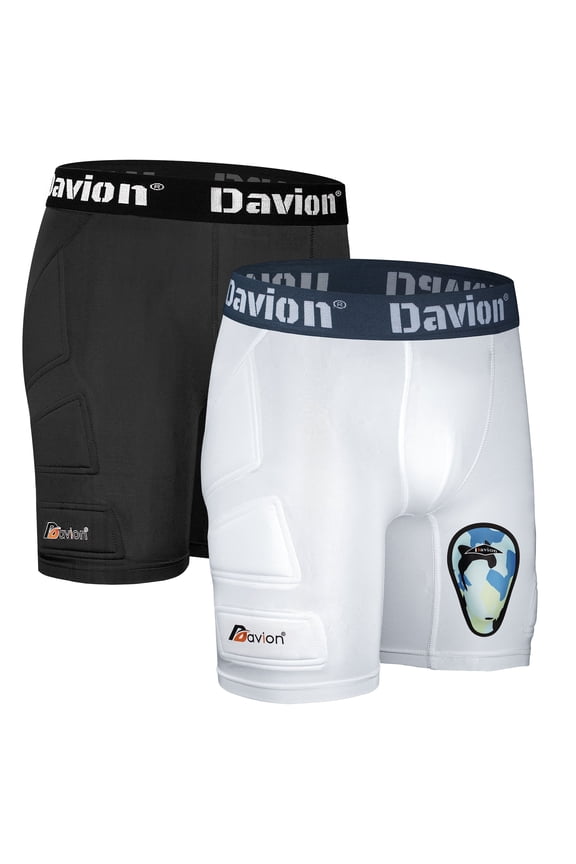 Youths' 2-Pack Baseball Sliding Shorts with Cup | Black & White | 6 Pads (Black & White L)