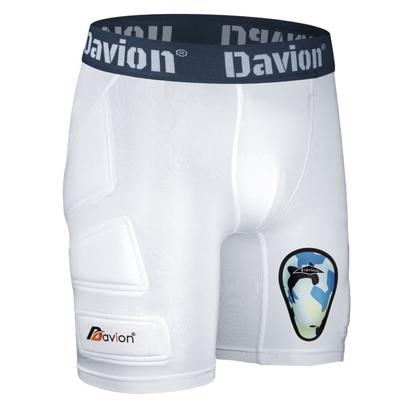 Davion Youth Compression Sliding Shorts with Protective Cup | Baseball & Softball （White M)