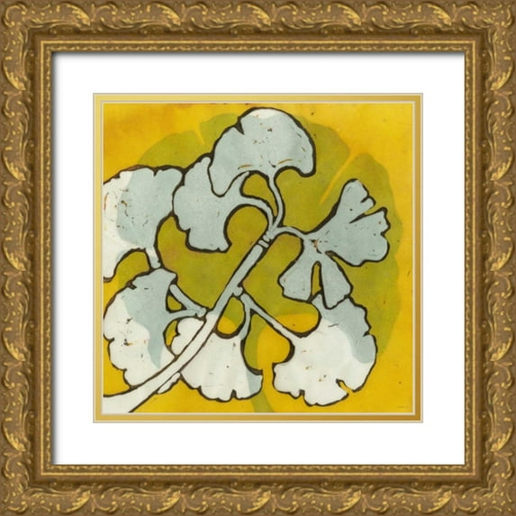 Davis, Andrea 12x12 Gold Ornate Wood Framed with Double Matting Museum Art Print Titled - Gold Batik Botanical IV