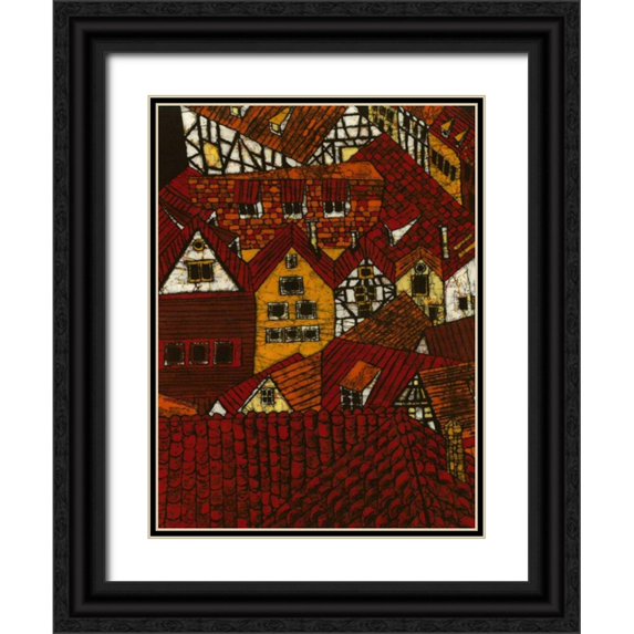 Davis, Andrea 15x18 Black Ornate Wood Framed with Double Matting Museum Art Print Titled - Red Roofs I