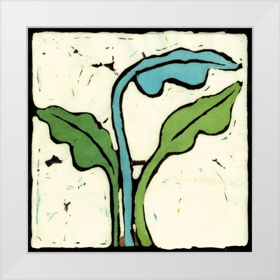 Davis, Andrea 20x20 White Modern Wood Framed Museum Art Print Titled - Teal Batik Botanical IV
