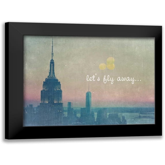 Davis Ashley 24x19 Black Modern Framed Museum Art Print Titled - Lets Fly Away NYC