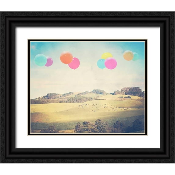 Davis Ashley 24x20 Black Ornate Wood Framed with Double Matting Museum Art Print Titled - Balloons Over the Country