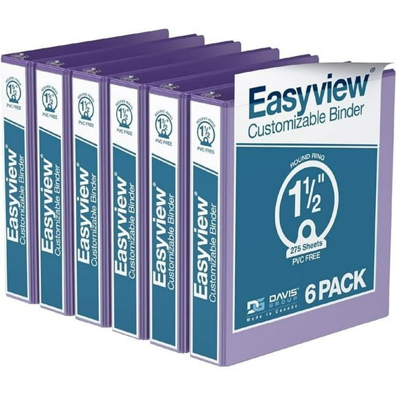 Davis Group Easyview Premium, Round Ring, Customizable, View Binder, 1 Each (Purple, 1.5")