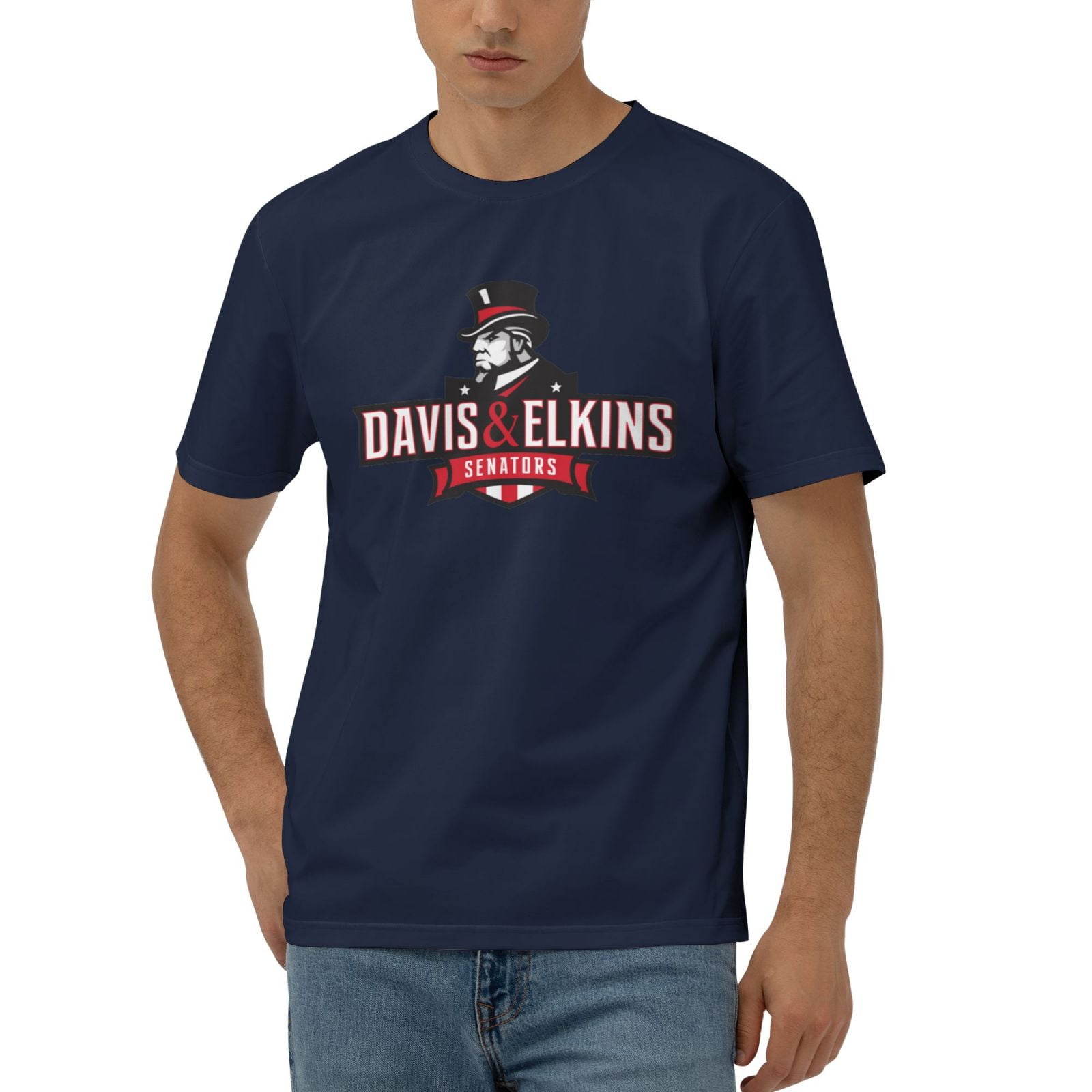 Davis&Elkins College Logo Men'S 170g Combed Cotton Short Sleeve TShirt