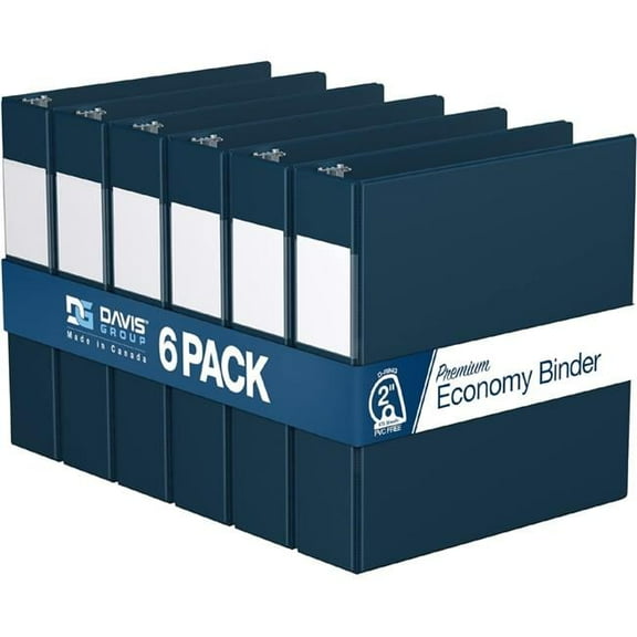 Davis Group Premium Economy, Angle D Ring, Binder, 6 Pack (Navy Blue, 2")