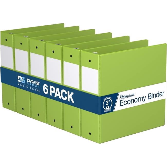 Davis Group Premium Economy, Round Ring, Binder, 6 Pack (Lime Green, 3")