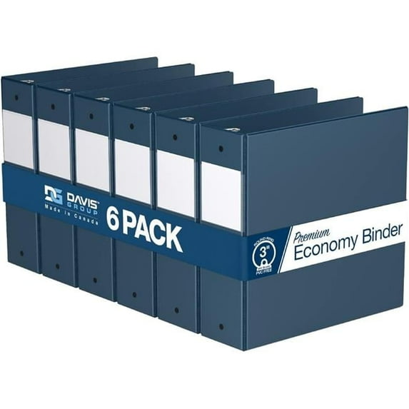 Davis Group Premium Economy, Round Ring, Binder, 6 Pack (Navy Blue, 3")
