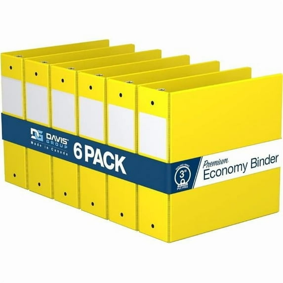Davis Group Premium Economy, Round Ring, Binder, 6 Pack (Yellow, 3")