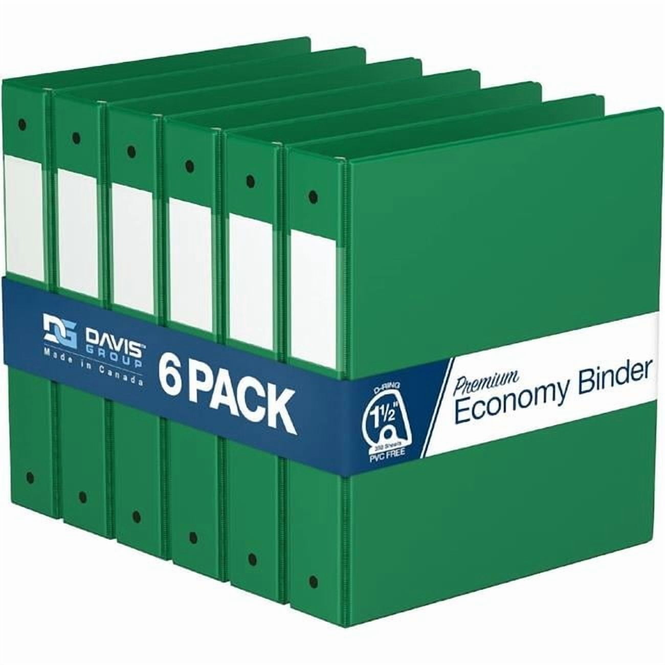 Davis Group Premium Economy, Angle D Ring, Binder, 6 Pack (Green, 1.5")