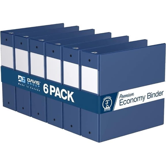 Davis Group Premium Economy, Round Ring, Binder, 6 Pack (Royal Blue, 3")
