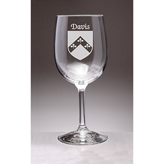Davis Irish Coat of Arms Wine Glasses - Set of 4 (Sand Etched)
