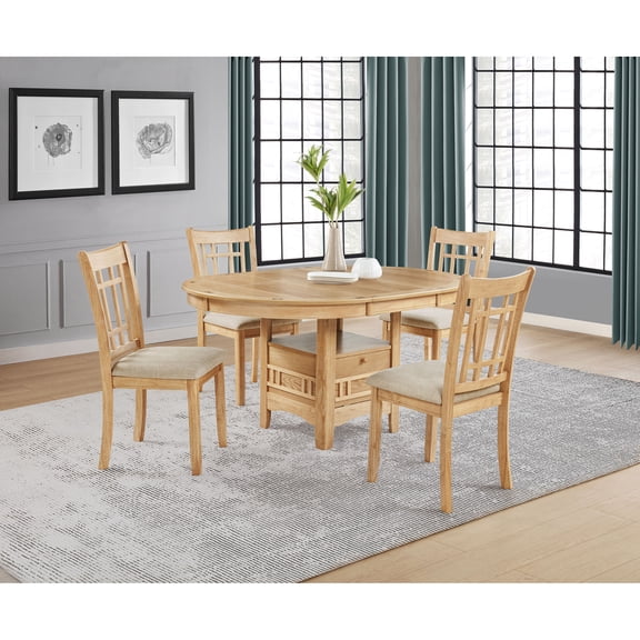 Davis Light Oak 5-piece Oval Extension Leaf Dining Set