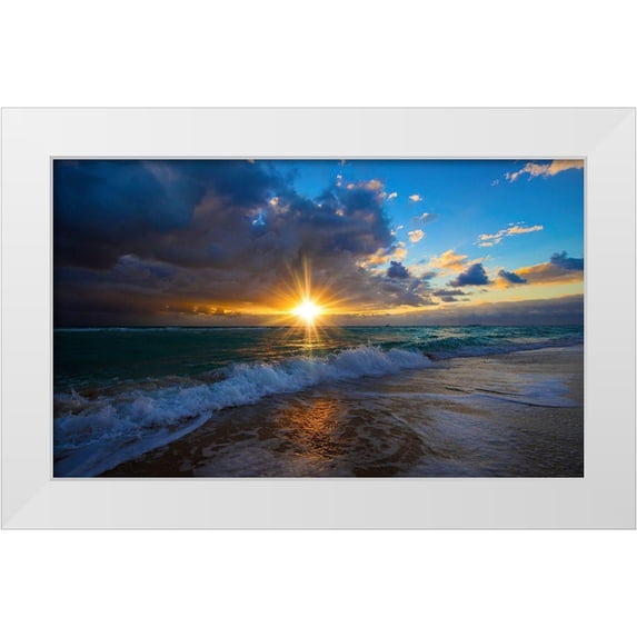 Davis, Lizzy 18x12 White Modern Wood Framed Museum Art Print Titled - Sunrise Over Miami Beach