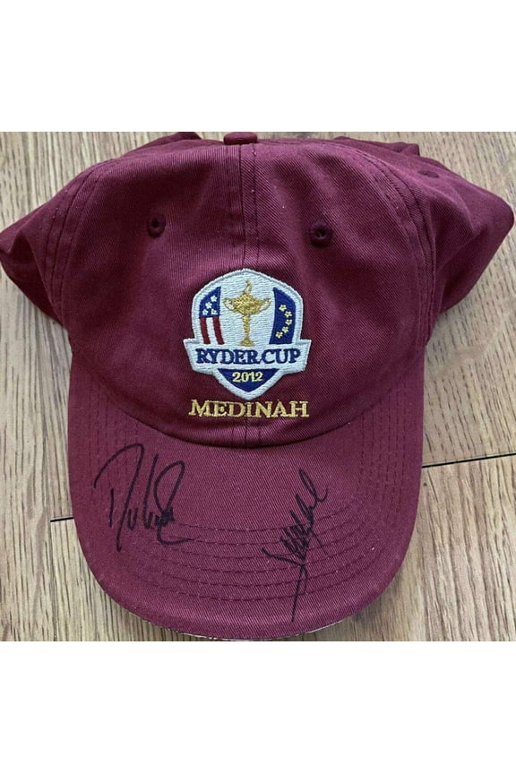 Davis Love III and Jose Maria Olazabal autographed 2012 Ryder Cup golf cap or hat JSA