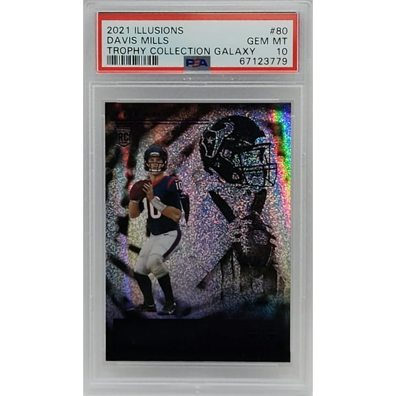 Davis Mills Texans 2021 Illusions Galaxy Trophy Collection Rookie Card PSA 10