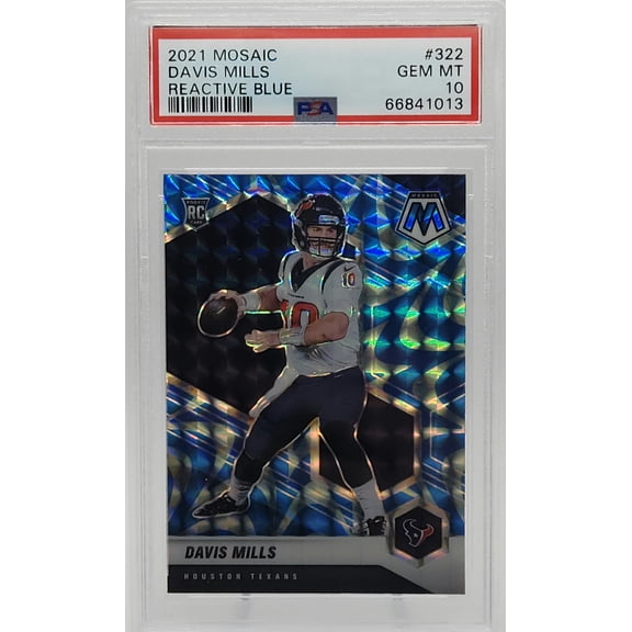 Davis Mills Texans 2021 Mosaic Reactive Blue Rookie Card #322 PSA 10 Gem Mint
