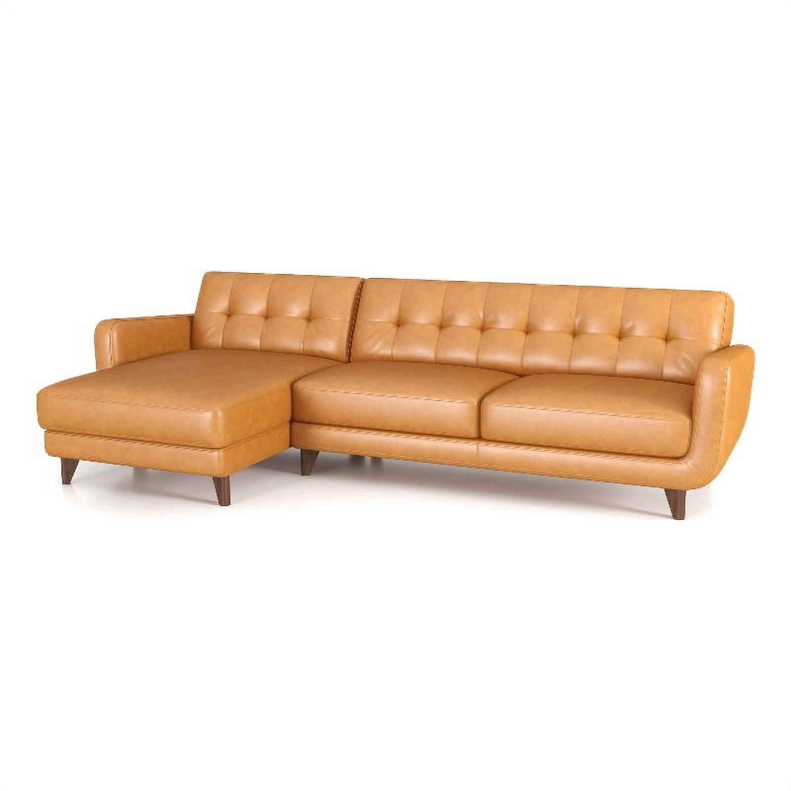 Davis Modern Living Room Top Leather Corner Sectional Couch in Brown