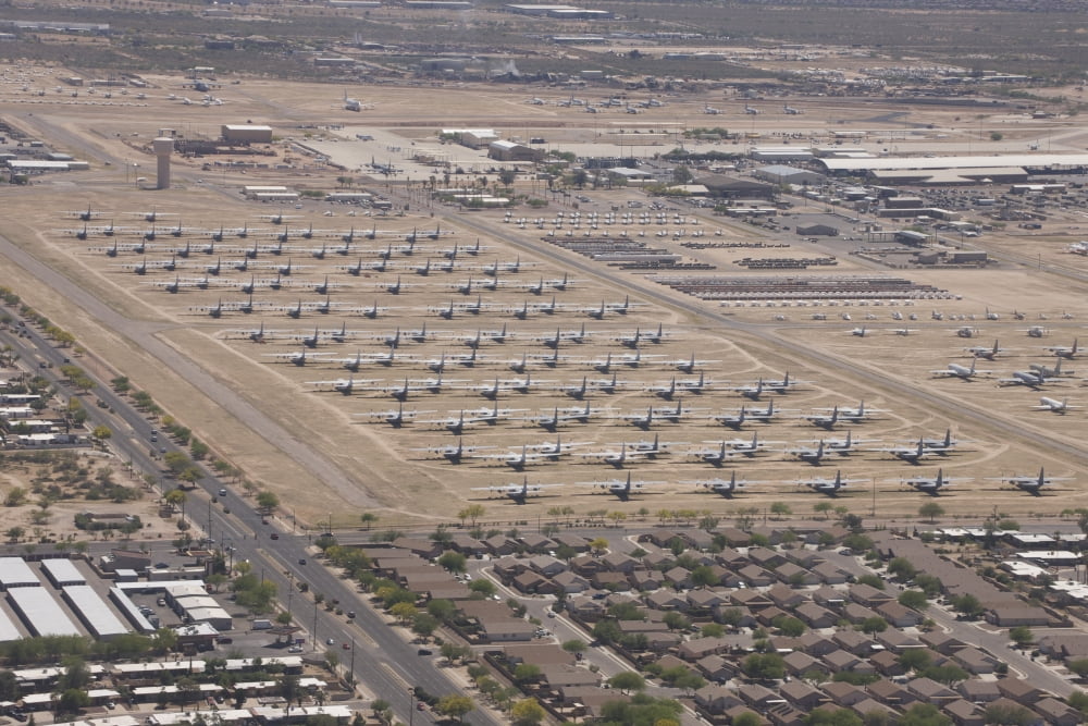 Davis-Monthan Air Force Base airplane boneyard in Arizona Canvas Art - Terry MooreStocktrek Images (18 x 12)