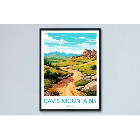 Davis Mountain State Park Travel Print Wall Art Davis Mountain Wall Hanging Home Décor Davis Mountain Gift Art Lovers Texas Art Lover, Poster Only