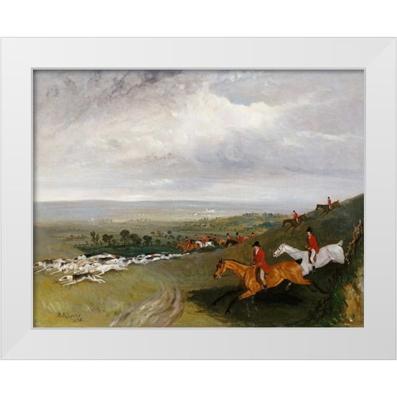 Davis, Robert Barrett 14x12 White Modern Wood Framed Museum Art Print Titled - Full Cry