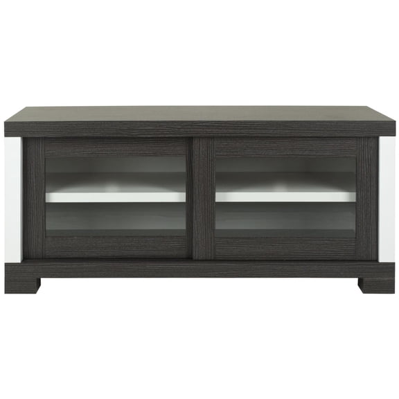Davis Sliding Door Entertainment Console-Finish:Dark Grey Charcoal/Woodgrain White