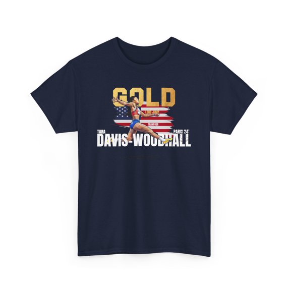 Davis WoodHall Long Jump USA Gold Medals Unisex Heavy Cotton Tee