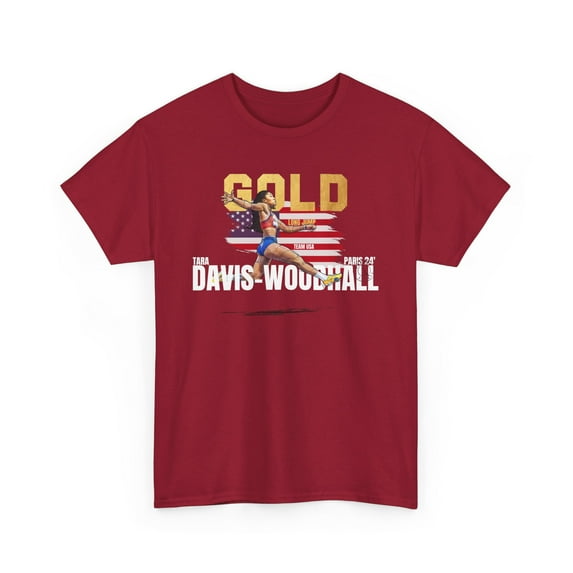 Davis WoodHall Long Jump USA Gold Medals Unisex Heavy Cotton Tee