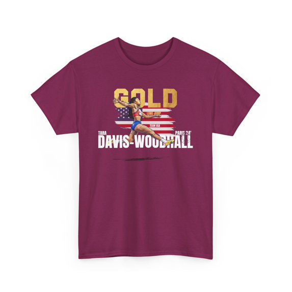 Davis WoodHall Long Jump USA Gold Medals Unisex Heavy Cotton Tee