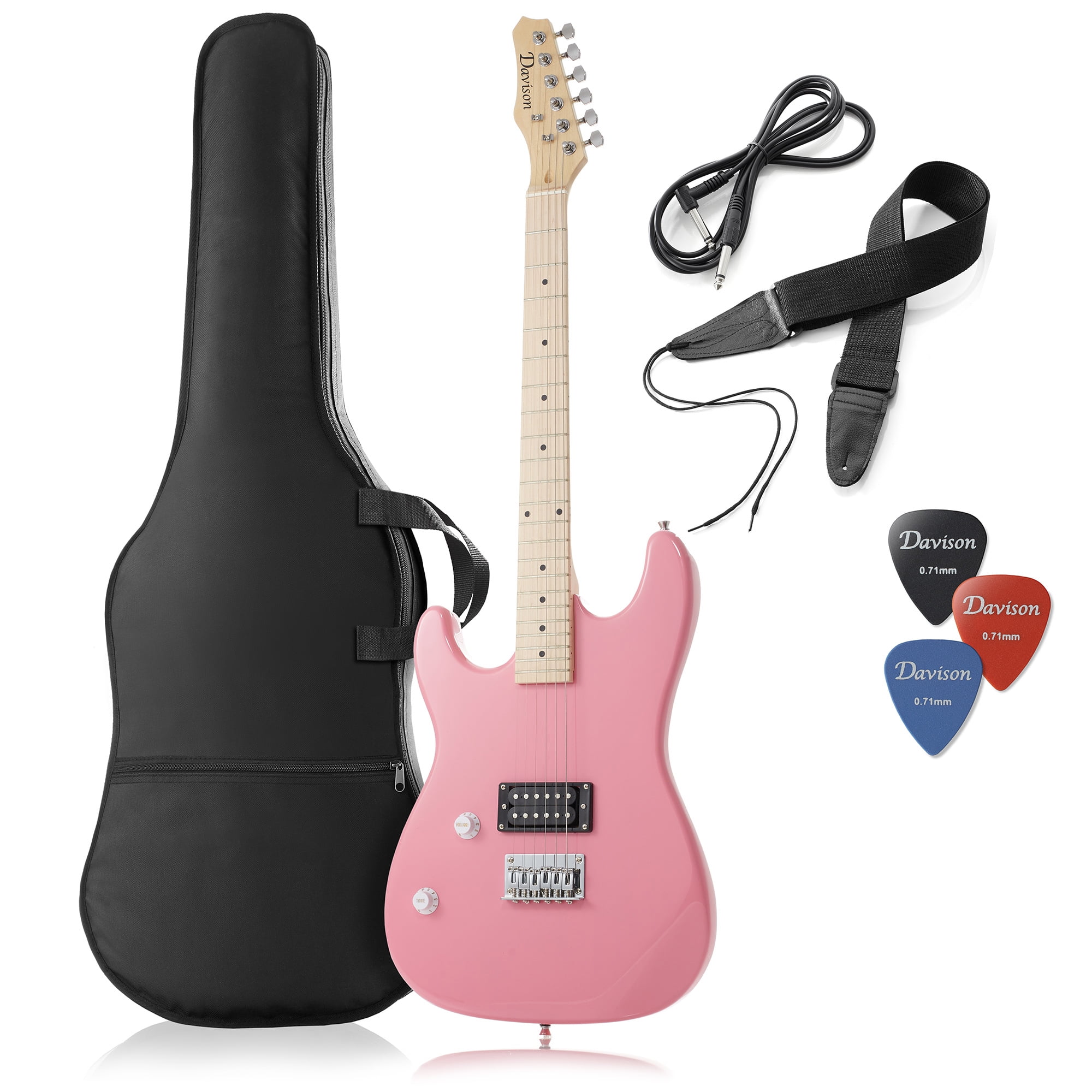 Davison 39 Inch Full Size Left Handed Electric Guitar with Humbucker Pickup Pink
