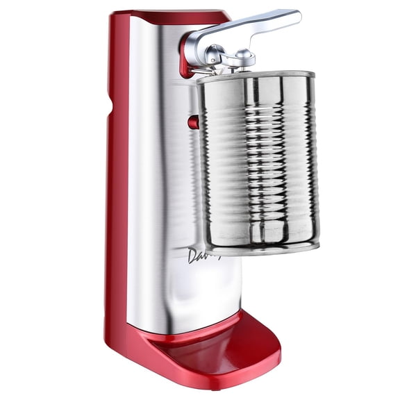 Davivy Electric Can Opener, Removable Stainless Steel Cutter and 3-in-1 Design with Sharpener and Bottle Opener (Red-Stainless Steel)