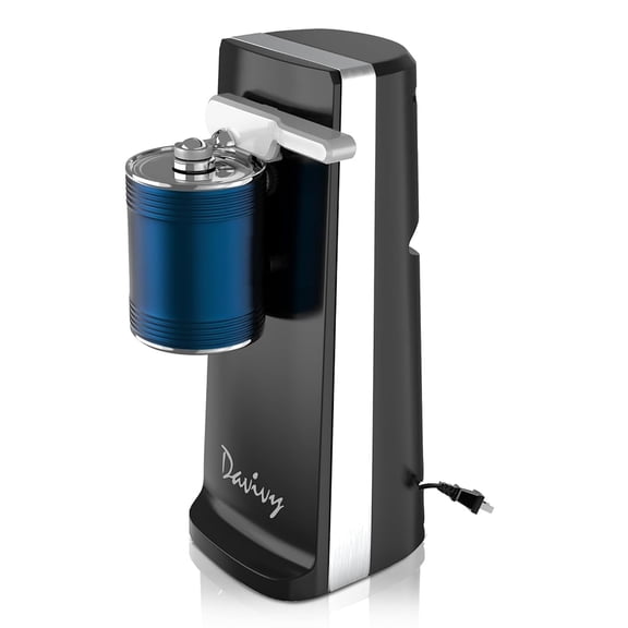 Davivy Electric Can Opener One Touch Lid Opener Removable Stainless Steel Cutter & 3-in-1 Design with Sharpener and Bottle Opener