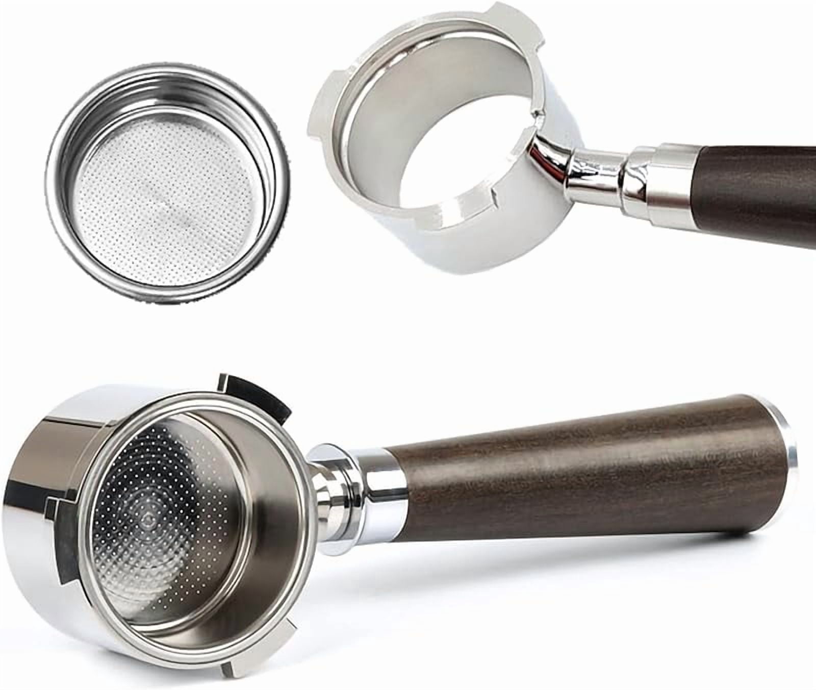 Davonpha 51mm Bottomless Portafilter 3 Ears, Davonpha Professional Espresso Portafilter 51mm compatible with De-longhi EC680, EC685 & EC885 Espresso Machine, Stainless Steel Basket and Walnut Handle