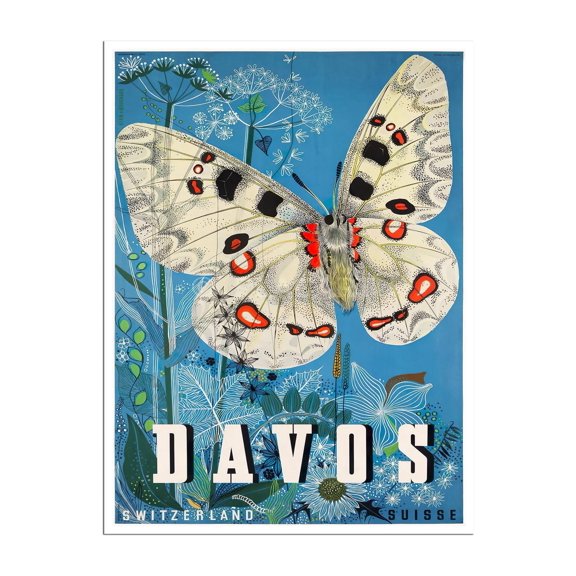 Davos Switzerland Art Vintage Travel Poster , Poster Print Only
