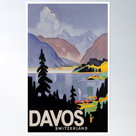 Davos Switzerland Vintage Travel Poster Wall Art, Modern Wall Decor For Living Room Bedroom, 8x12 UNFRAMED