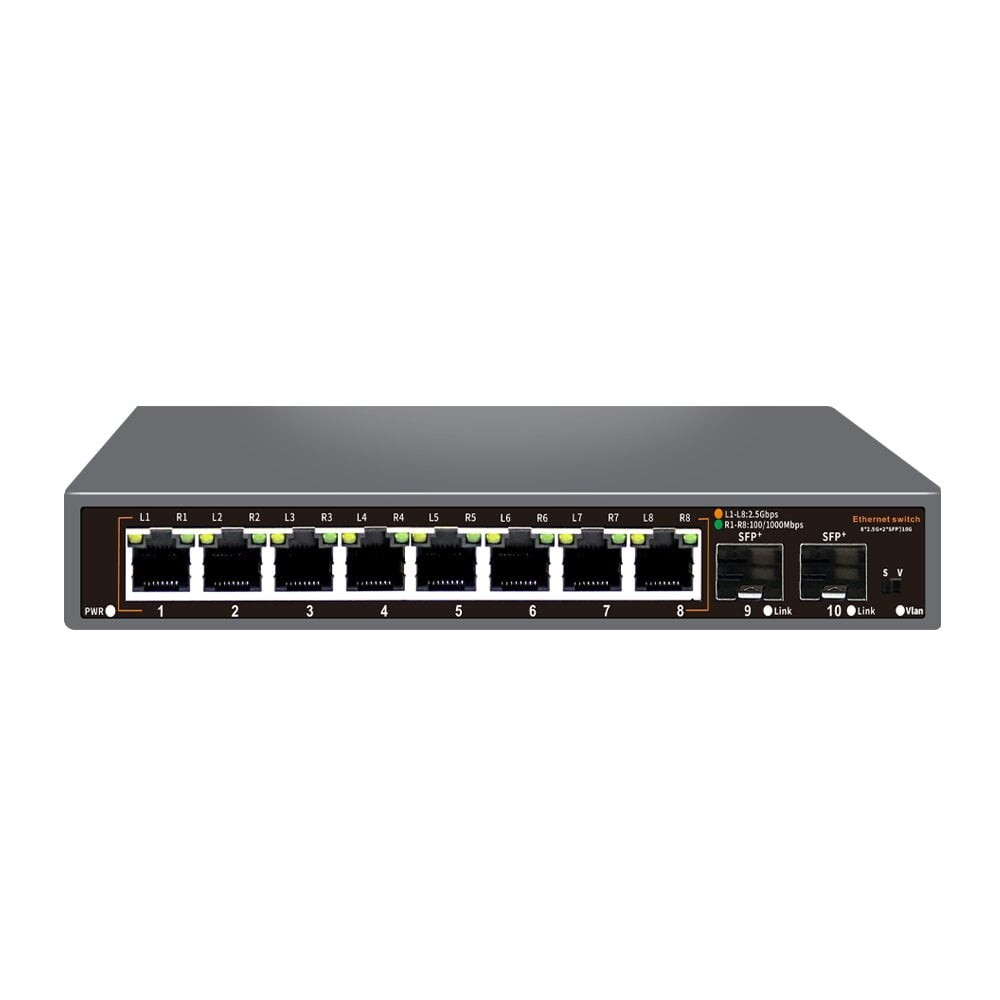 Davuaz 10 Port 2.5G Unmanaged Ethernet Switch with 8 x 2.5G Base-T
