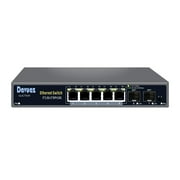 Davuaz 2.5G Unmanaged Ethernet Switch with 5 x 2.5G Base-T Ports and 2 x 10G SFP Uplink Port, Compatible with 100/1000/2500Mbps, Fanlesss Design, Plug & Play, Metal 2.5Gb Network Switch